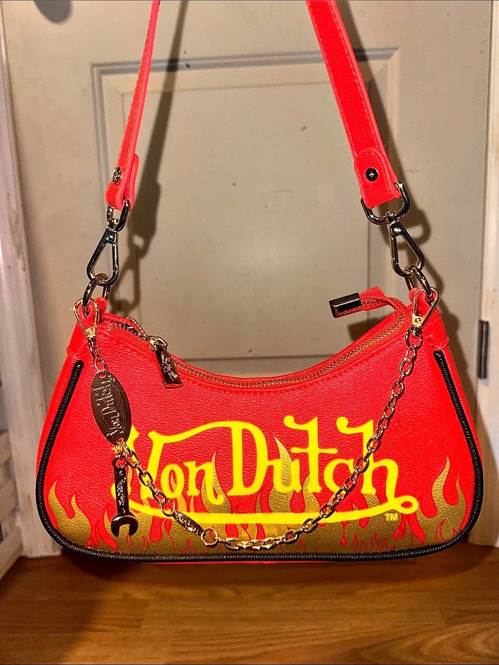 Von Dutch Red Flames Shoulder Bag Red & Yellow